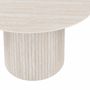 Voir la diapositive 5 : ID MARKET Table à manger ronde JULIETTE 6 personnes pied central effet lattes façon travertin 110 cm