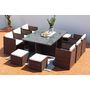 Voir la diapositive 2 : CONCEPT USINE Table et chaises 10 places encastrables résine marron-blanc MIAMI