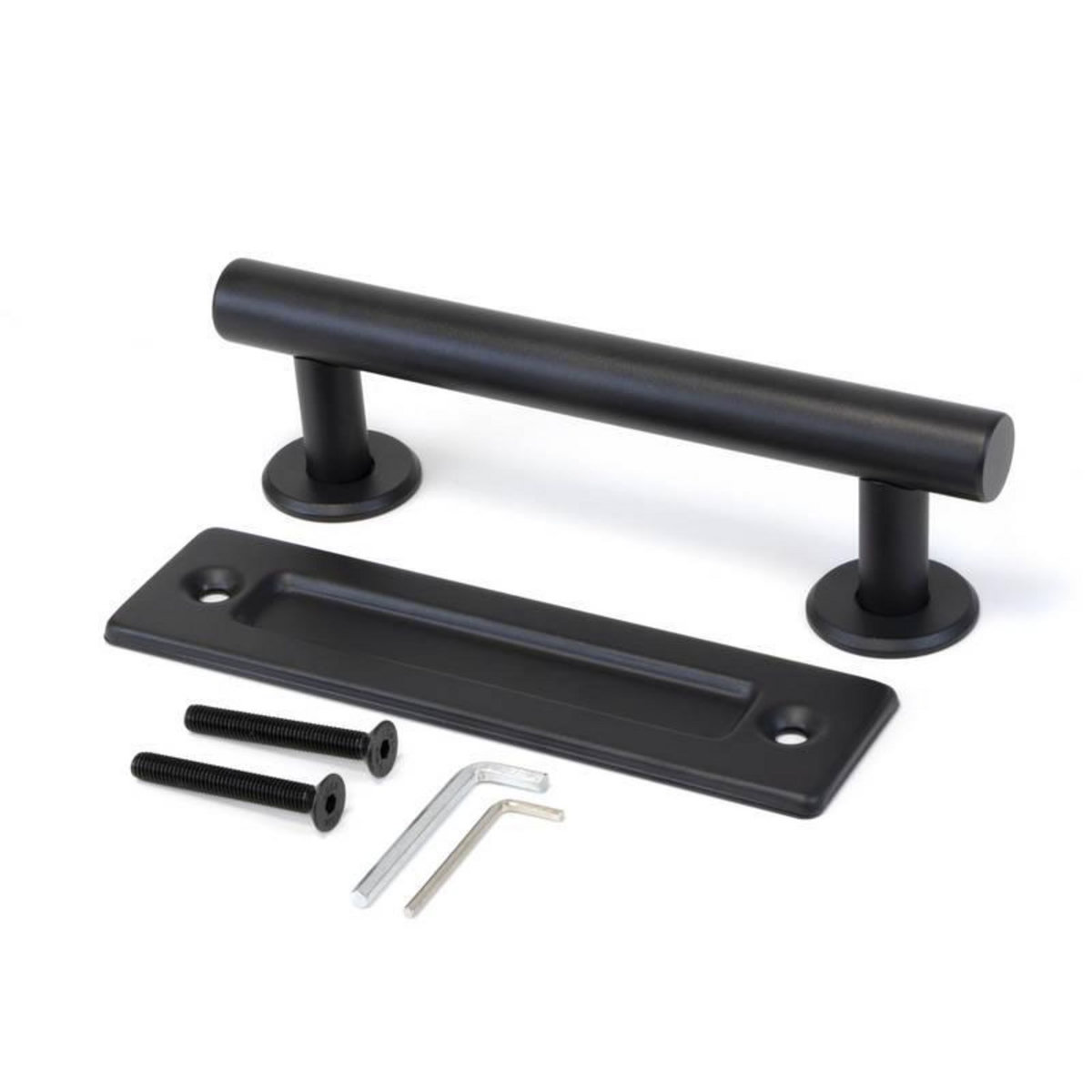 EMUCA SRL Poignée pour portes coulissantes en bois Pasadena - Longueur 240 mm - Tige 180 mm - Acier - Noir texturé