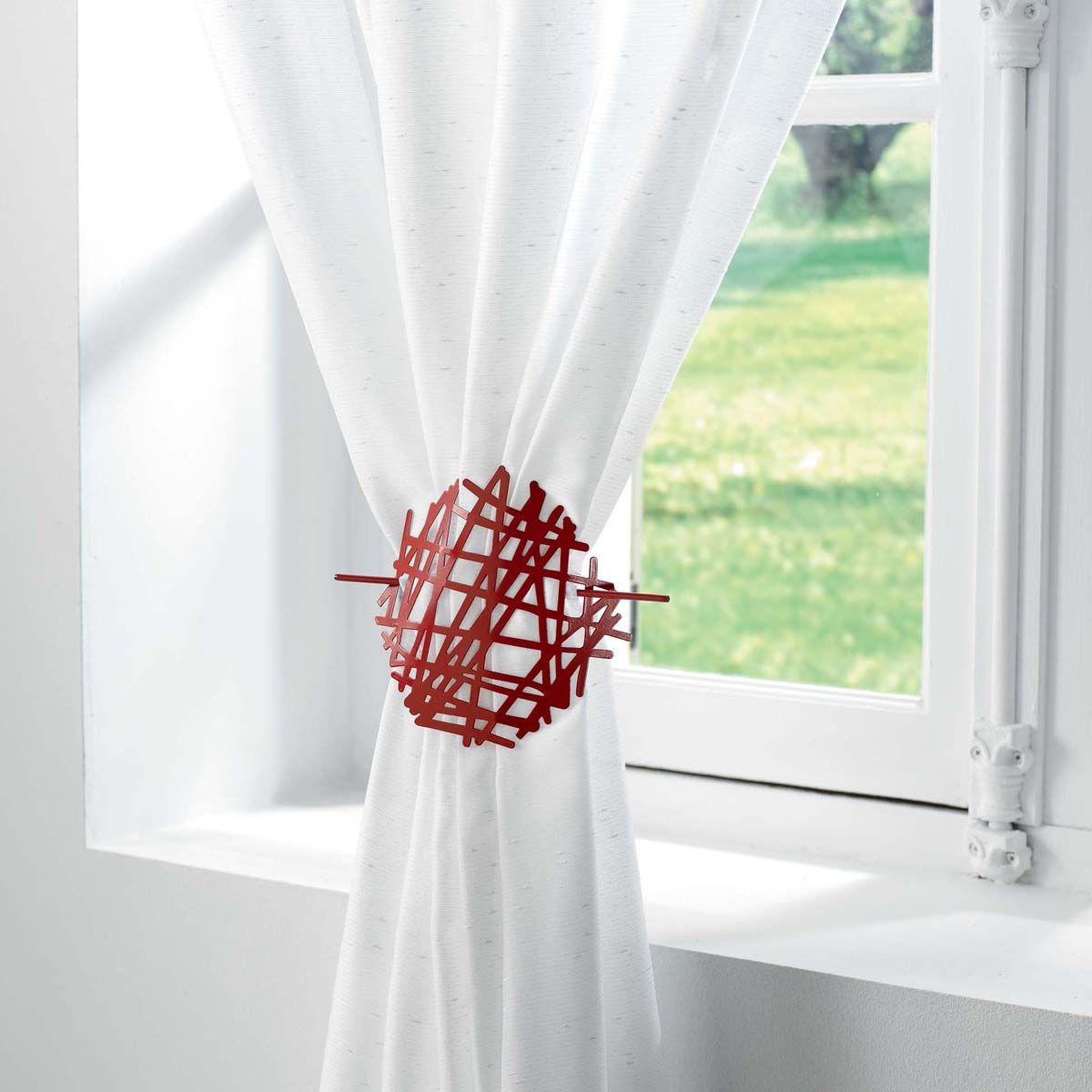 Voir la diapositive 3 : Douceur d'Intérieur Embrasse de rideau broche  pharos  17cm rouge