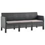 Voir la diapositive 3 : VIDAXL Salon de jardin 3 pcs avec coussins PP Rotin Anthracite