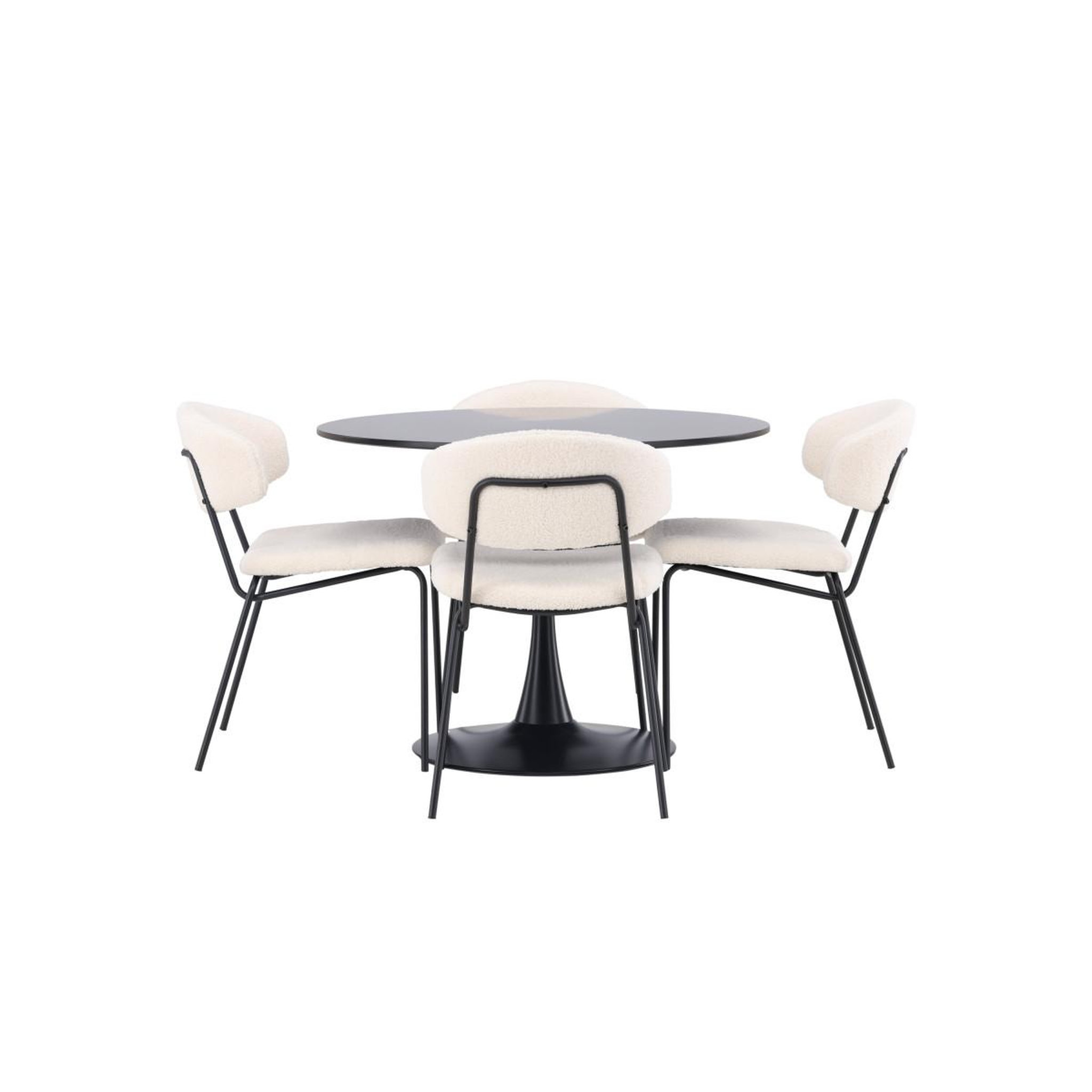Voir la diapositive 2 : Paris Prix Ensemble table à manger & 4 chaises  glade & chico  100cm noir & blanc