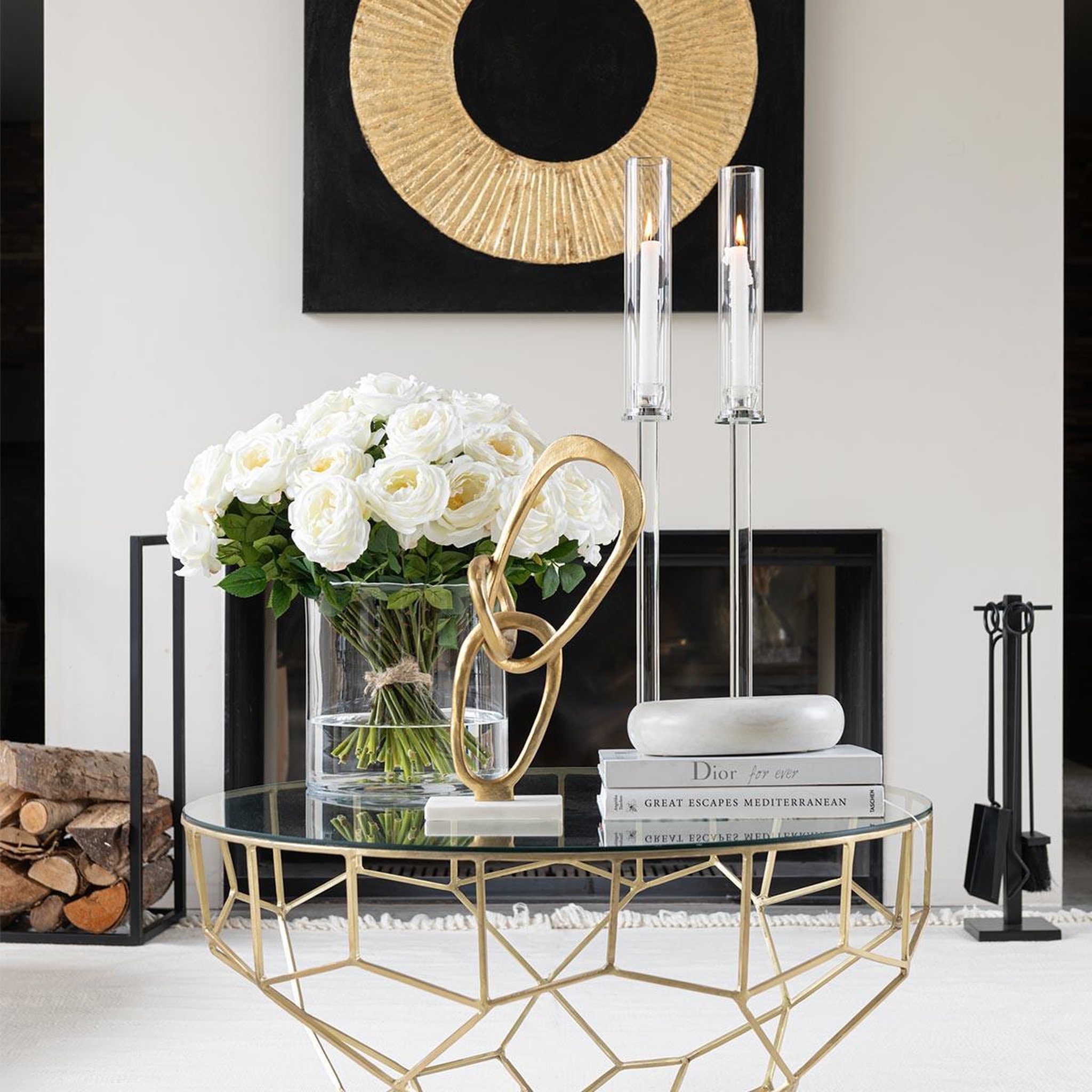 Voir la diapositive 5 : J-LINE Chandelier design en verre  moira  80cm transparent