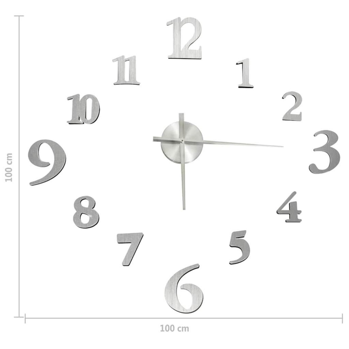 VIDAXL Horloge murale 3D Design moderne Argente 100 cm XXL