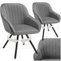 Voir la diapositive 1 : tectake Chaise pivotante avec accoudoirs rembourrée aspect velours gris Lot de 2