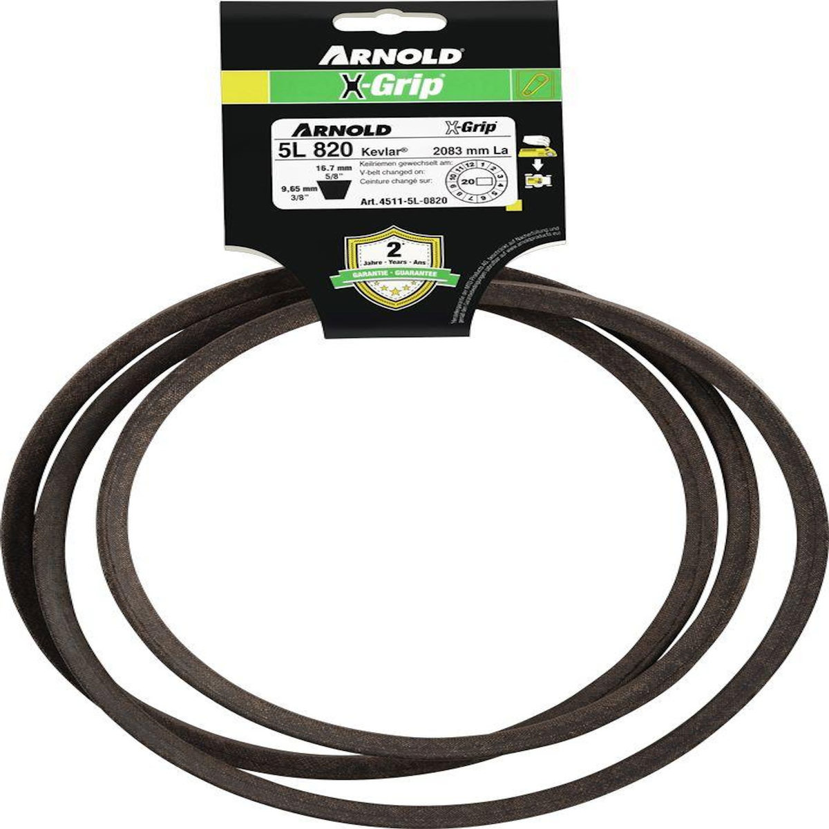 ARNOLD Courroie trapézoïdale X-Grip V de type 5L820