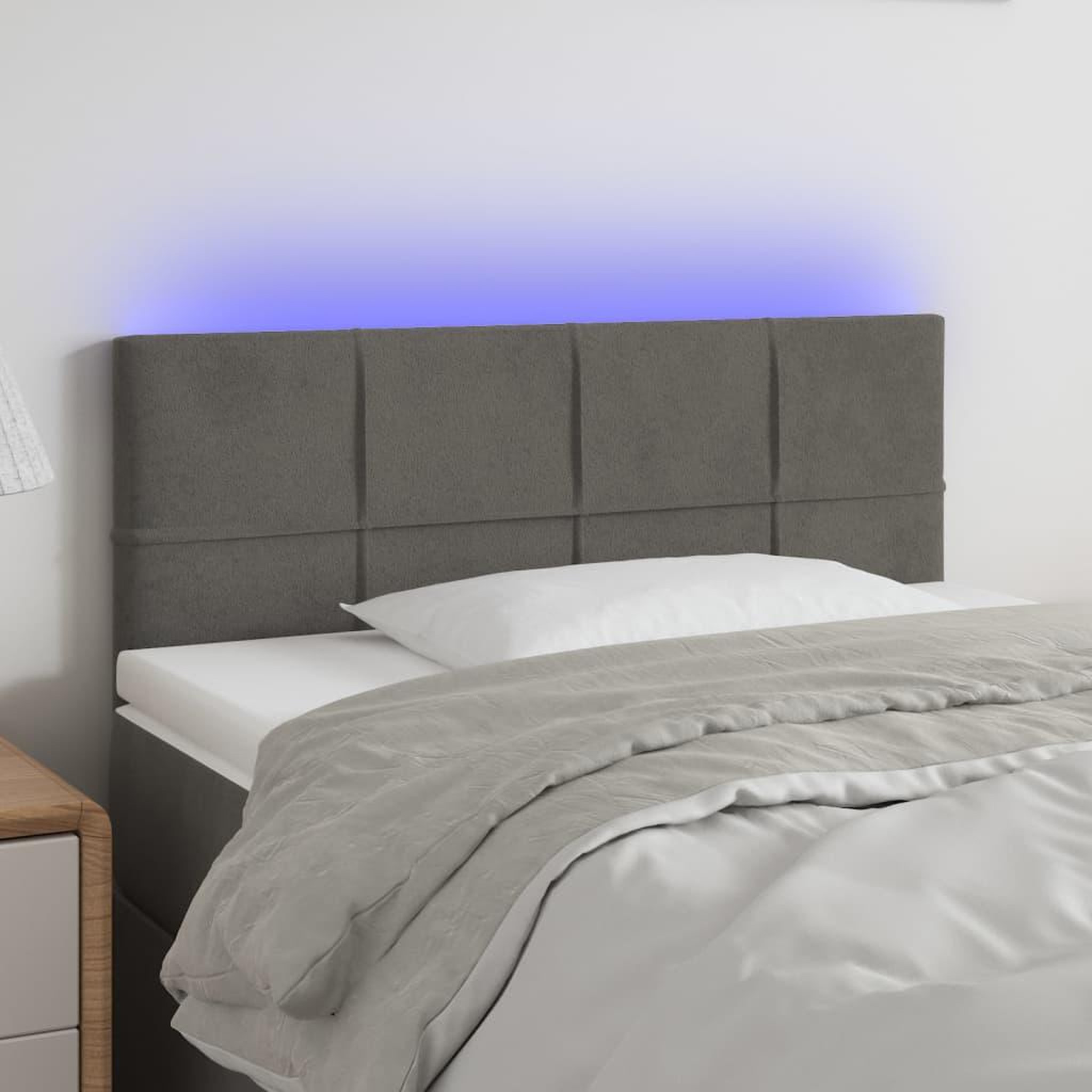 Voir la diapositive 1 : VIDAXL Tete de lit a LED Gris fonce 100x5x78/88 cm Velours
