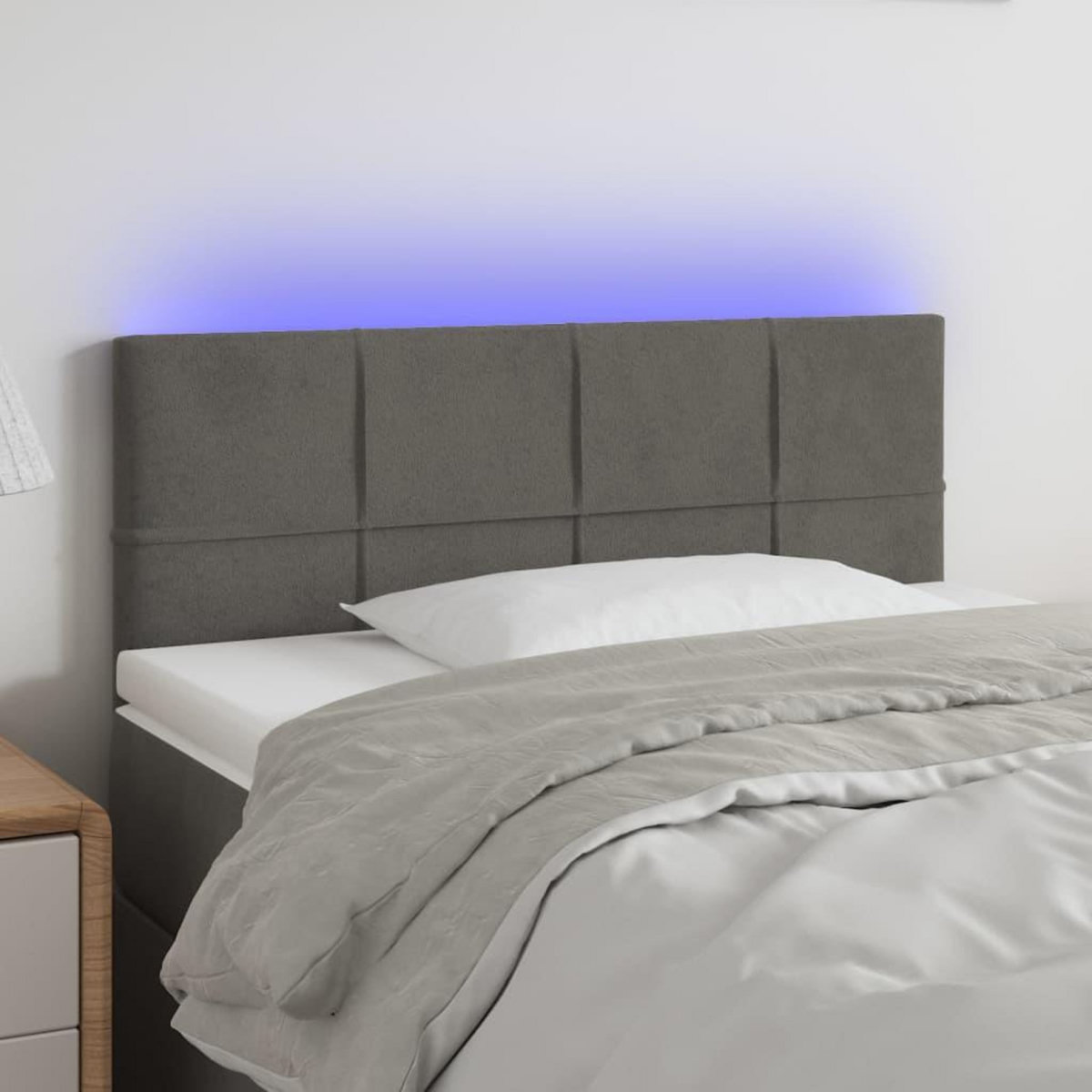VIDAXL Tete de lit a LED Gris fonce 100x5x78/88 cm Velours