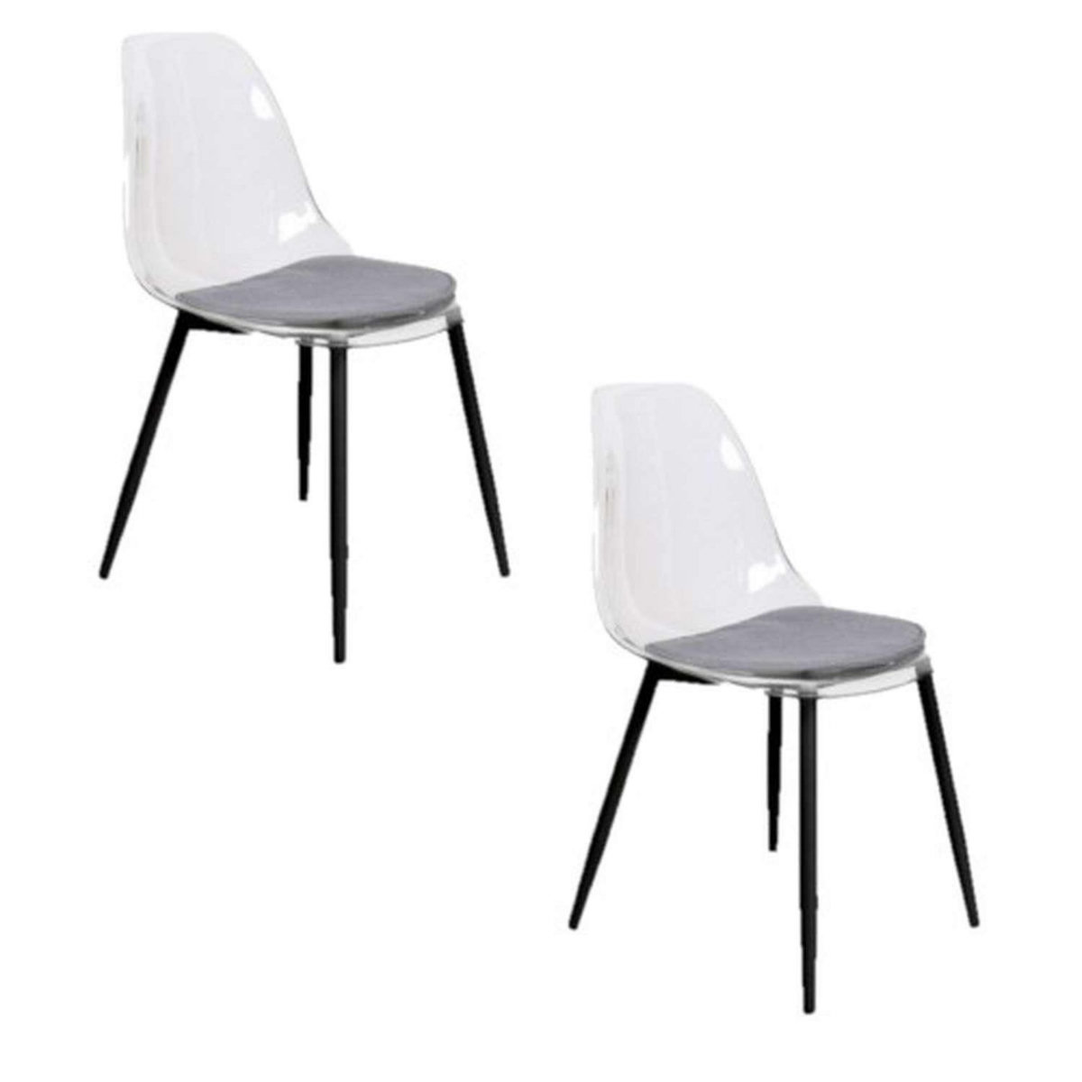 TOILINUX Lot de 2 Chaises design transparent Lilia - Noir