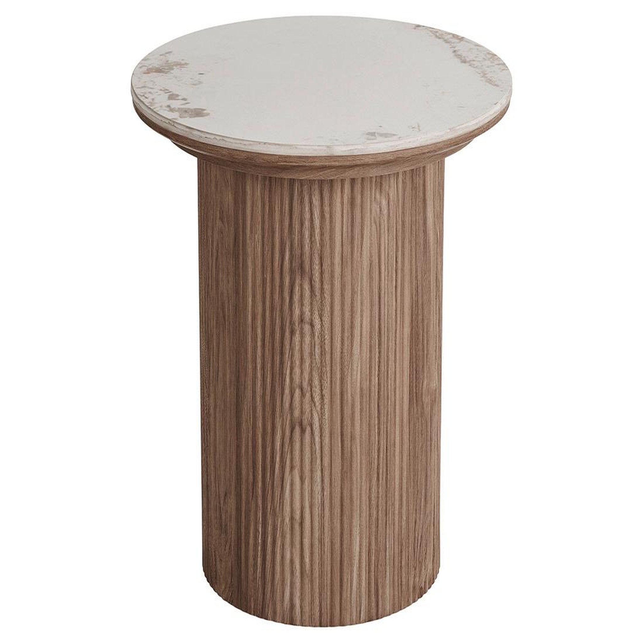 Voir la diapositive 3 : BEST MOBILIER Lysa - bout de canapé plateau effet marbre et pieds effets bois - 50 cm