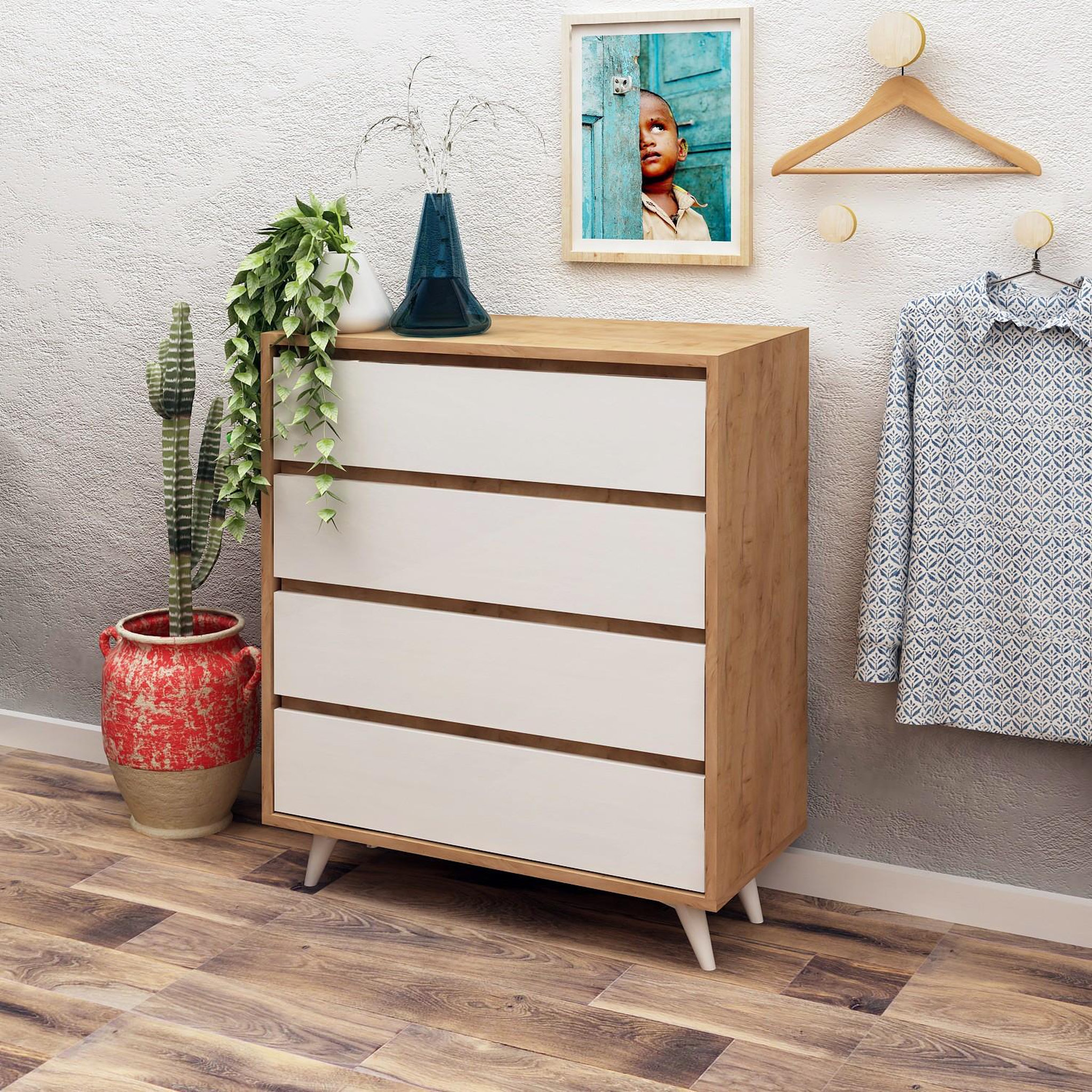Voir la diapositive 3 : Habitat et Jardin Commode en bois  suvera  - 70 x 40 x 86 cm - beige