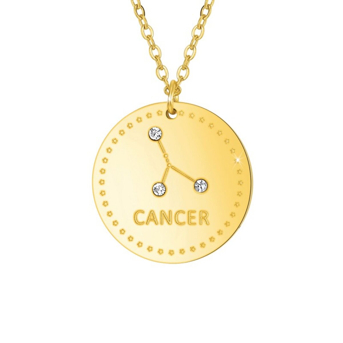 SC CRYSTAL Collier astrologie  Cancer  SC Crystal orné de Cristaux scintillants en Acier Finement doré