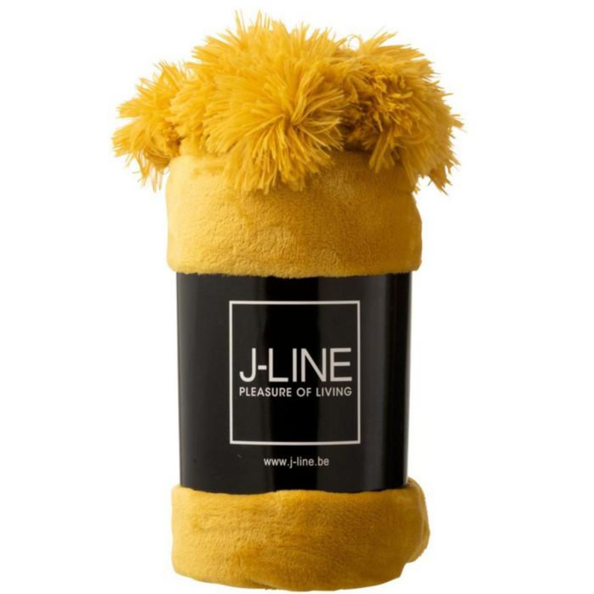 Paris Prix Plaid Déco à Pompons  Polyes  130x170cm Ocre