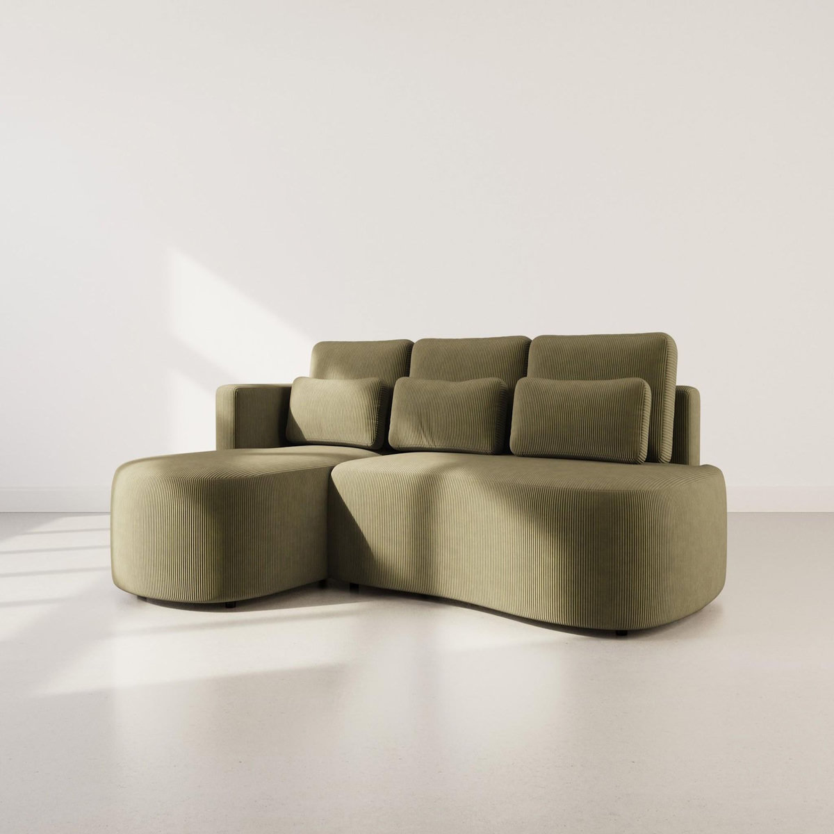 LISA DESIGN Mahina - canapé d'angle gauche 4 places convertible avec coffre en velours côtelé