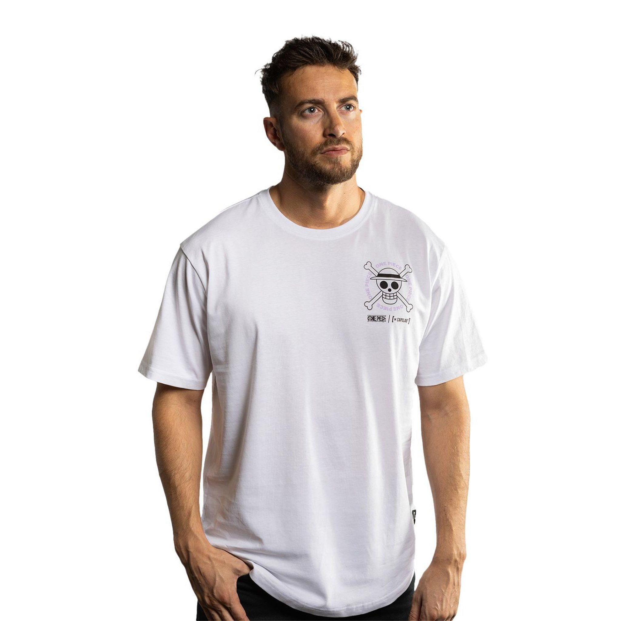 CAPSLAB T-shirt homme confort fit avec print One Piece Crew. Coloris disponibles : Blanc
