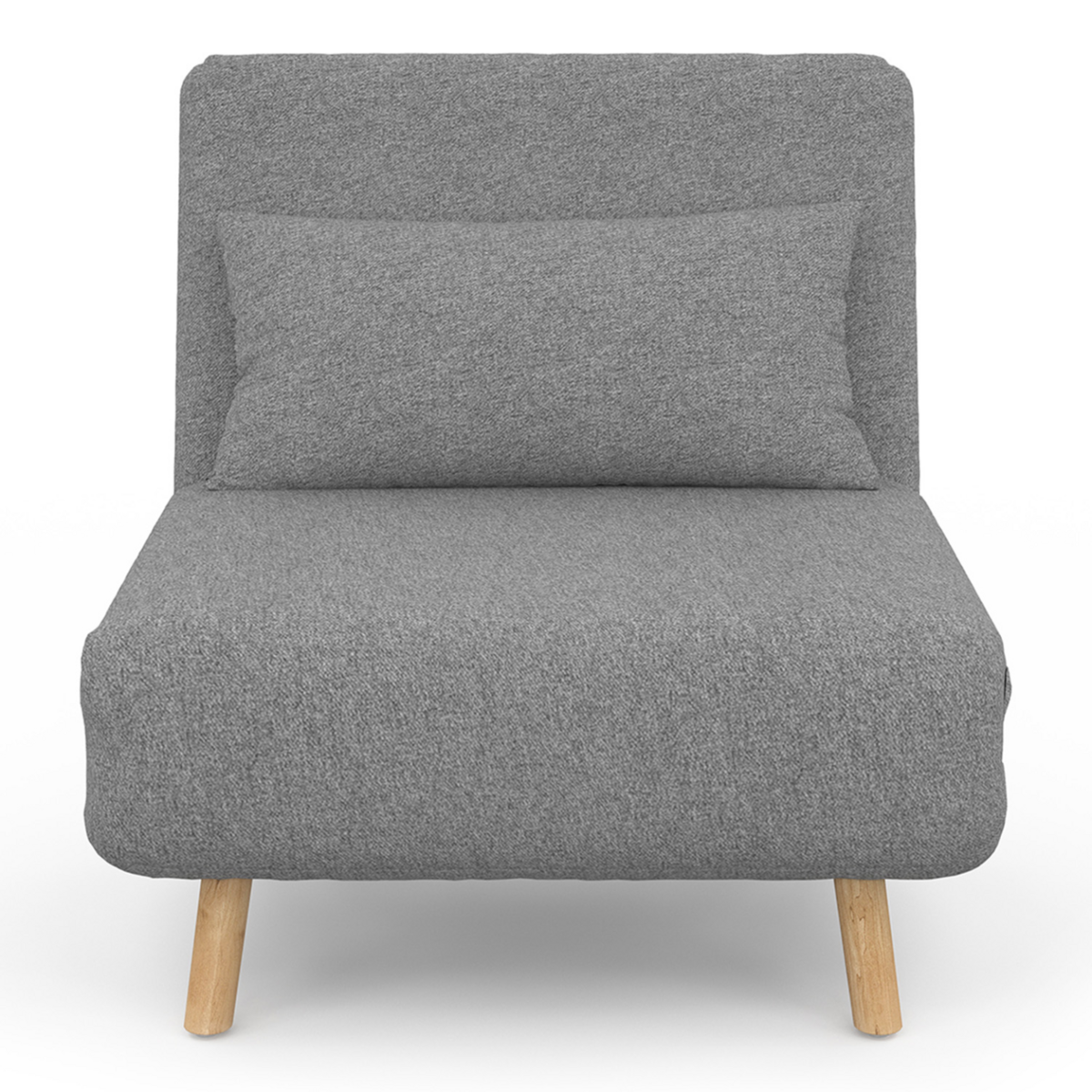 ID MARKET Fauteuil convertible ROMEO lit d'appoint 1 place 80x190 cm tissu gris clair