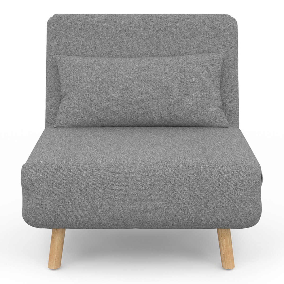 ID MARKET Fauteuil convertible ROMEO lit d'appoint 1 place 80x190 cm tissu gris clair