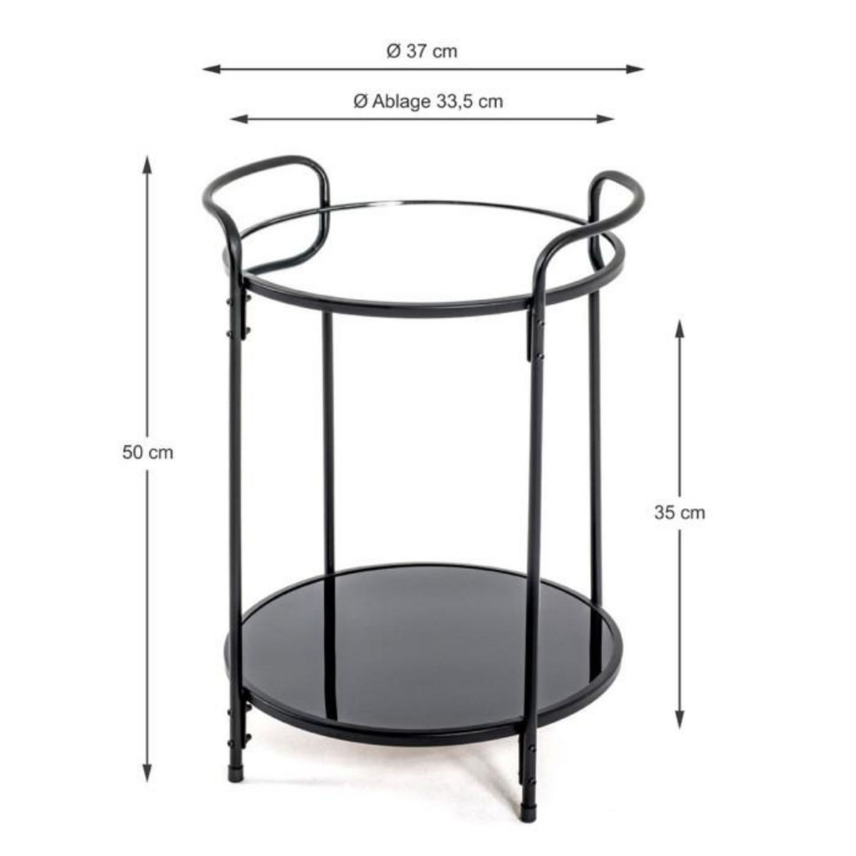 Paris Prix Table d'Appoint Design  Acier Laqué  50cm Noir