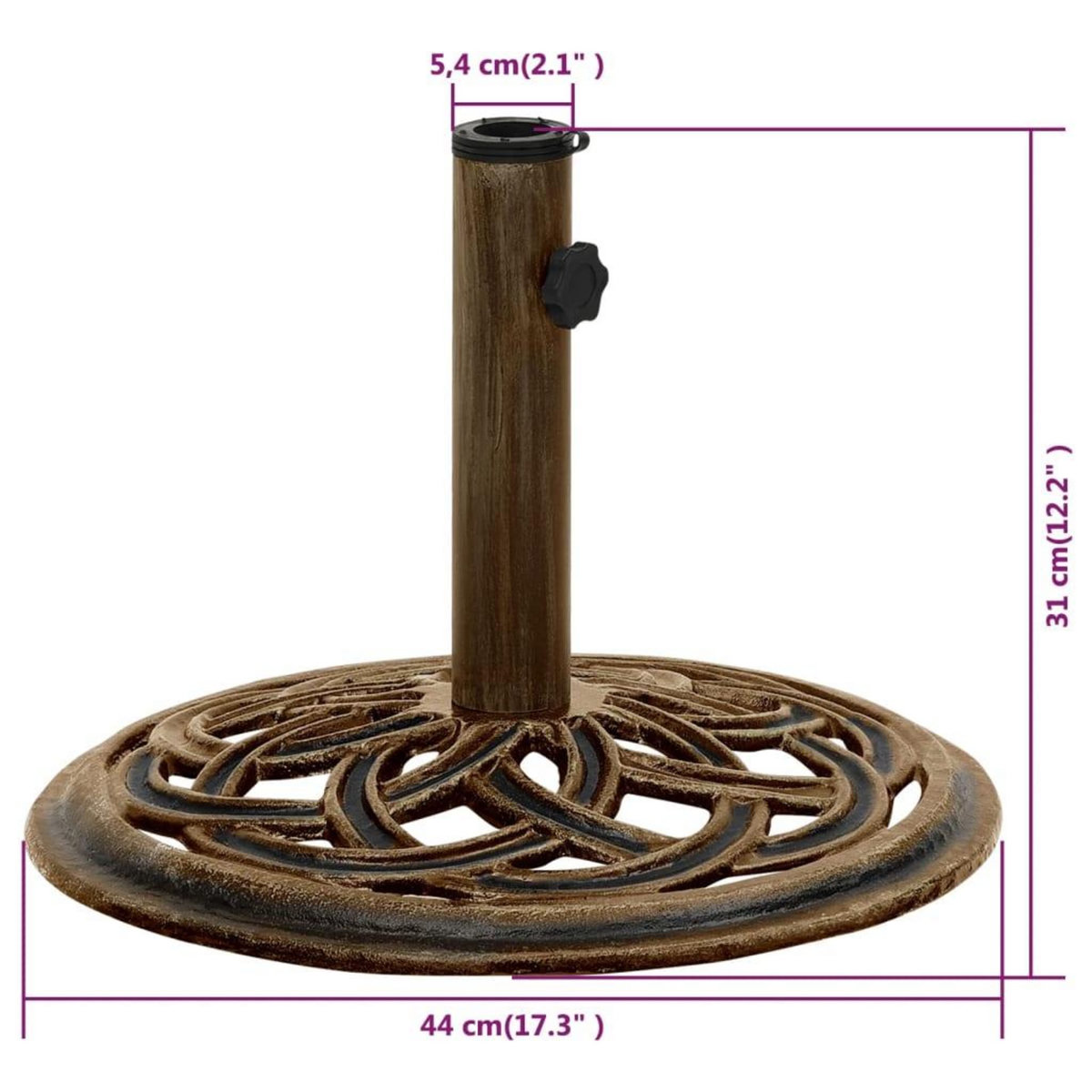 VIDAXL Socle de parasol Bronze 44x44x31 cm Fonte