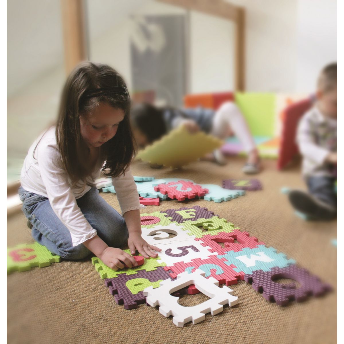 LUDI Tapis dalles en mousse lettres et chiffres