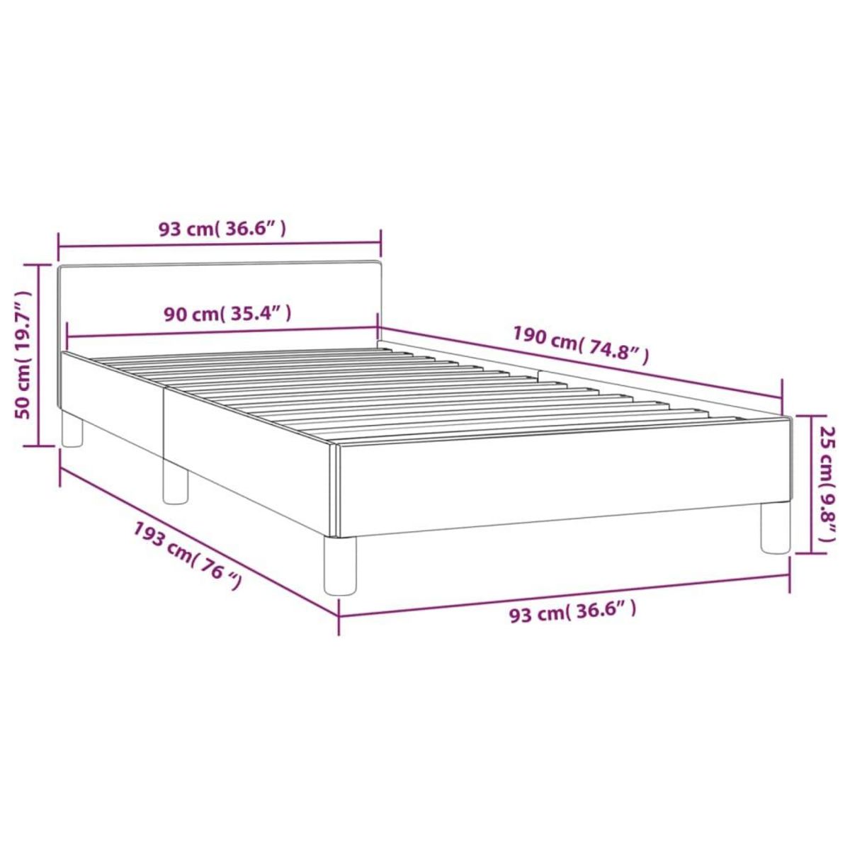VIDAXL Cadre de lit sans matelas gris clair 90x190 cm velours
