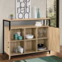 Voir la diapositive 3 : ID MARKET Buffet 100 cm DETROIT 2 portes avec étagères design industriel (compose ref 15343)