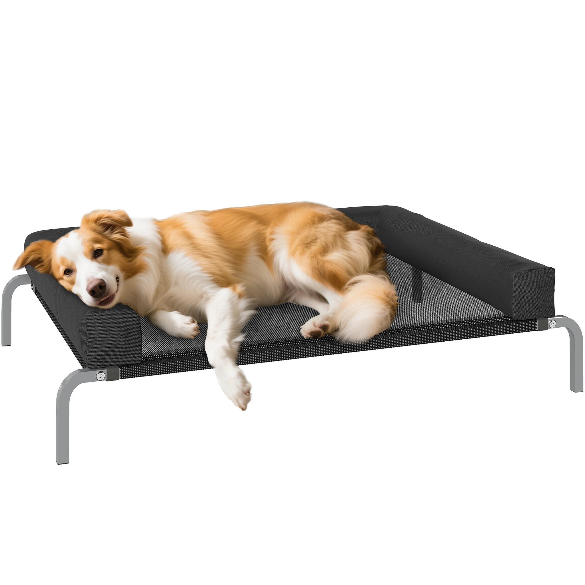 Voir la diapositive 2 : PAWHUT Transat pour animaux - lit pour chien - lit à pieds pour chien avec contour coussin dim. 110 x 75 x 30 cm - noir