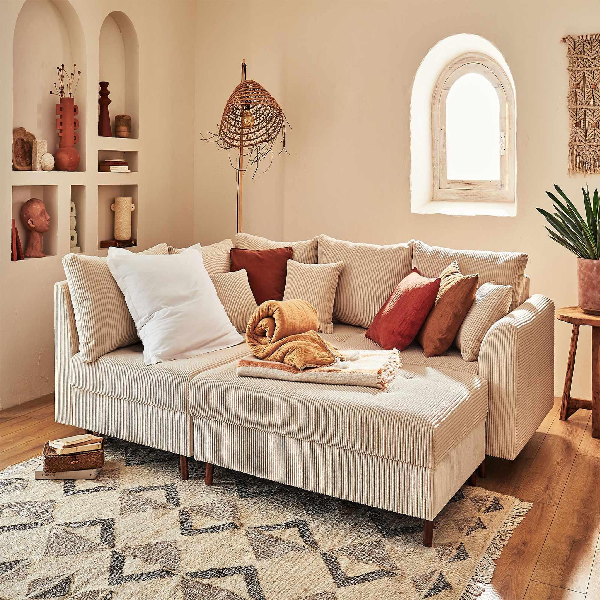 Voir la diapositive 4 : LISA DESIGN Rune - pouf modulable - en velours côtelé
