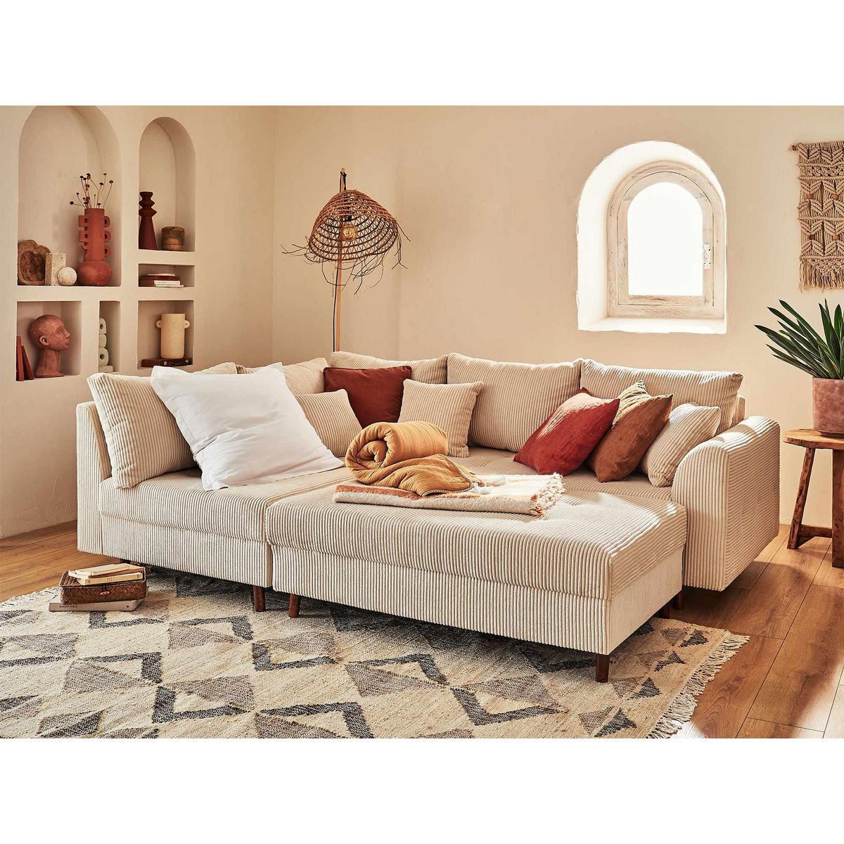 LISA DESIGN Rune - pouf modulable - en velours côtelé