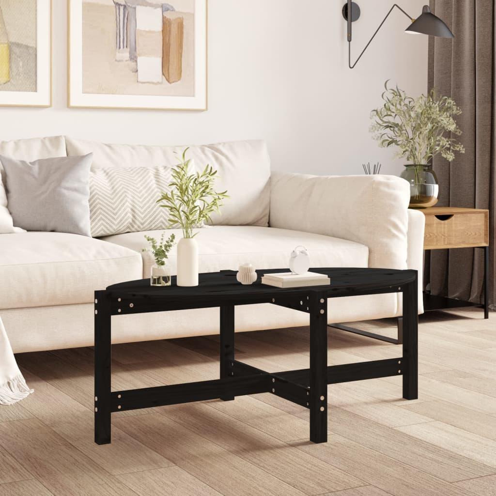 Voir la diapositive 1 : VIDAXL Table basse Noir 118x63x45 cm Bois massif de pin
