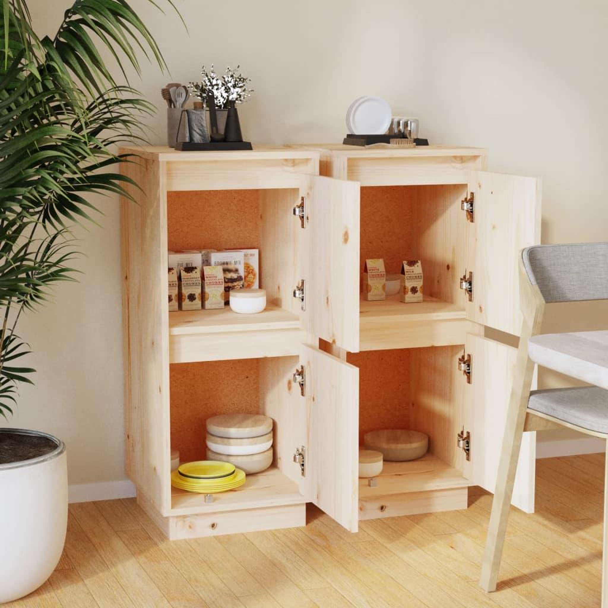 Voir la diapositive 3 : VIDAXL Buffets 2 pcs 31,5x34x75 cm Bois massif de pin