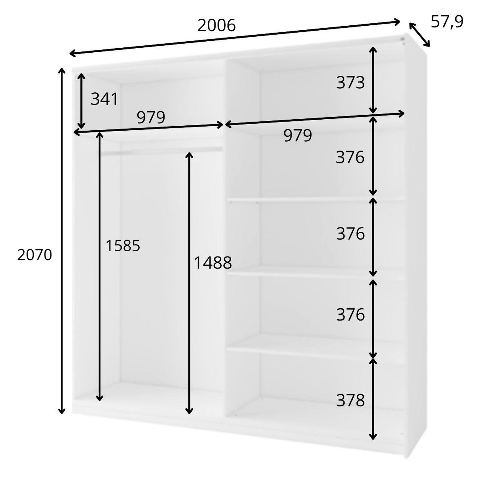 Voir la diapositive 5 : JLC KREATION Armoire coulissante bois avec miroir 200cm kassy