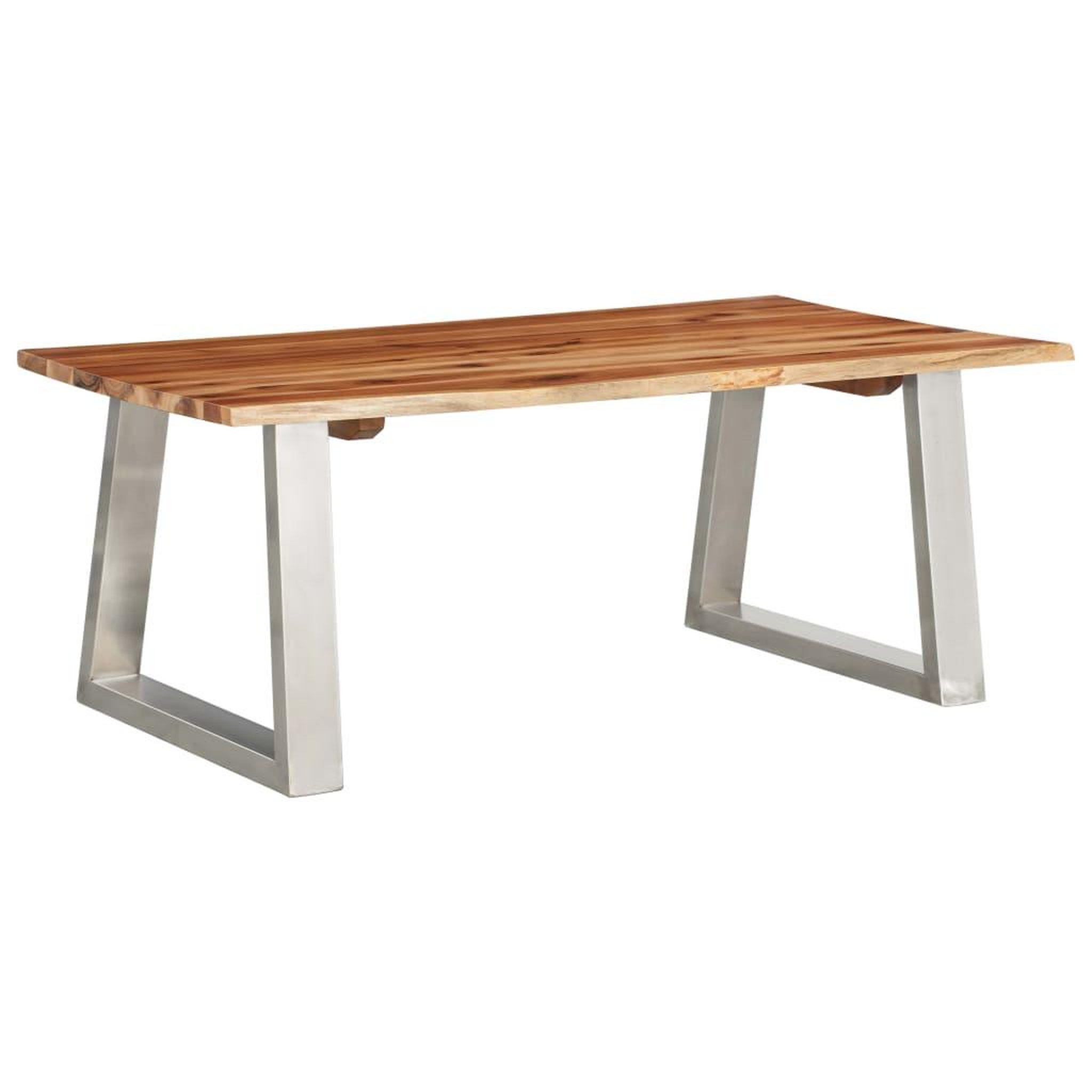 Voir la diapositive 1 : VIDAXL Table basse 100x60x40 cm Bois d'acacia et acier inoxydable