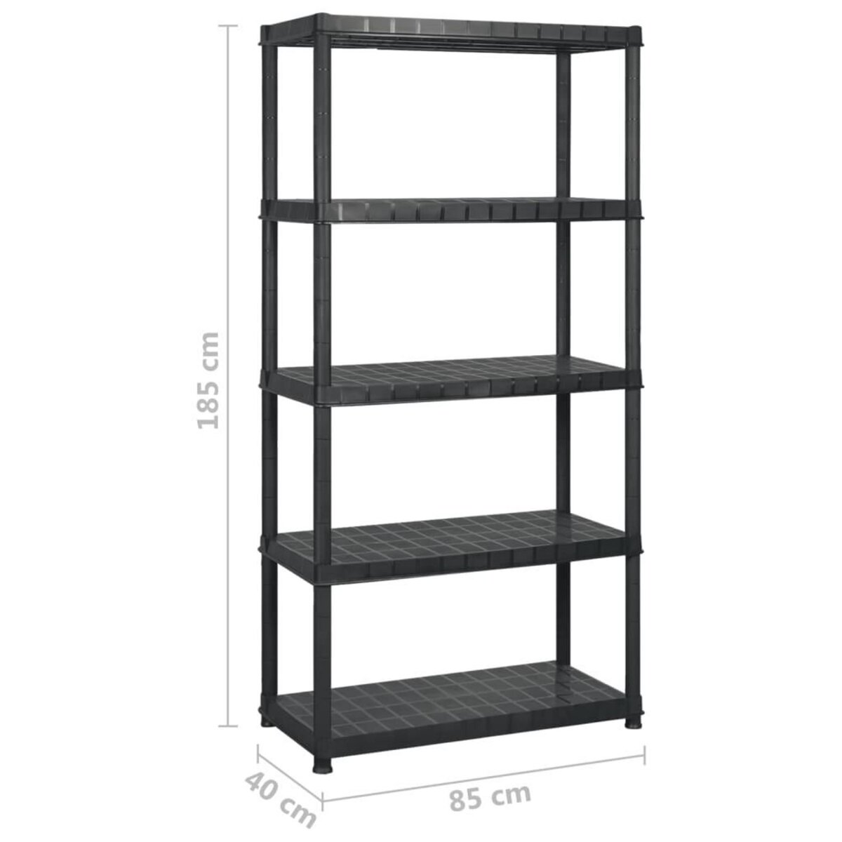 VIDAXL Etagere de rangement a 5 niveaux Noir 255x40x185 cm Plastique