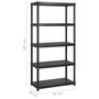 Voir la diapositive 6 : VIDAXL Etagere de rangement a 5 niveaux Noir 255x40x185 cm Plastique