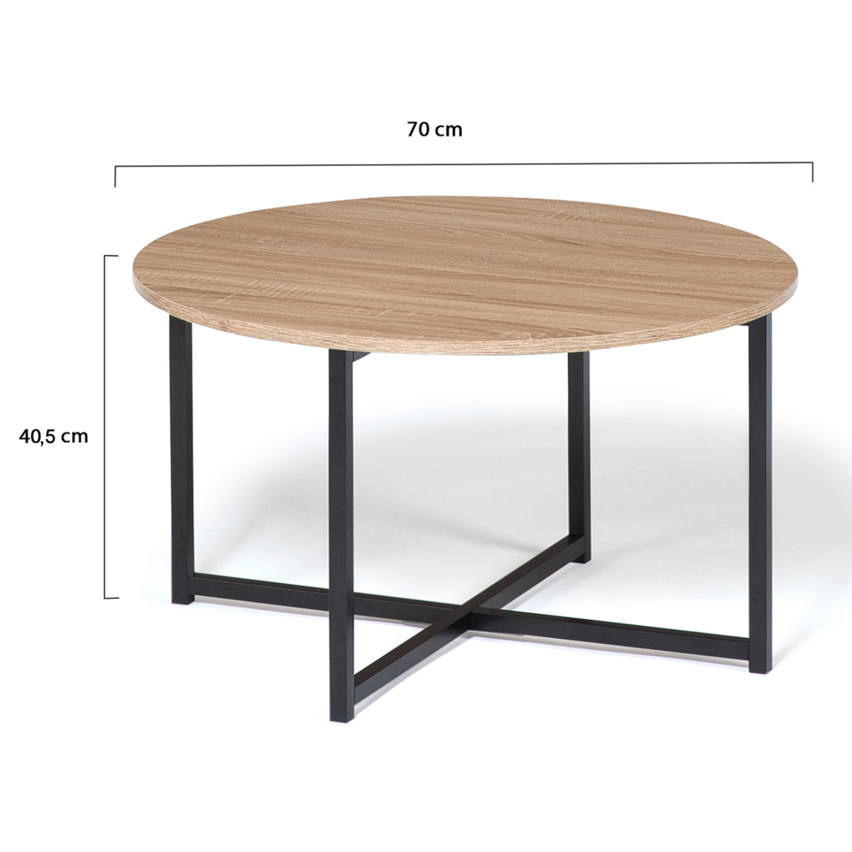 ID MARKET Table basse ronde DETROIT 70 cm design industriel