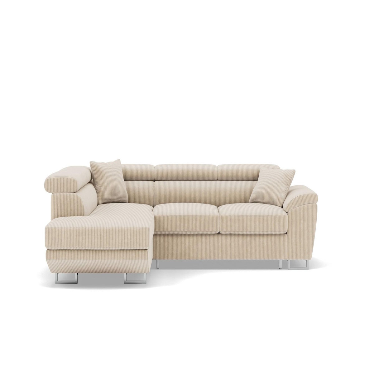 BEST MOBILIER Baoji - canapé d'angle gauche 5 places convertible avec têtières et coffre en velours côtelé
