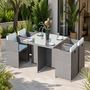 Voir la diapositive 2 : CONCEPT USINE Table et chaises 4 places encastrables en résine gris-blanc MIAMI