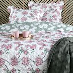 Lovely Casa Couvre lit boutis réversible 240x220 avec 2 taies d'oreiller