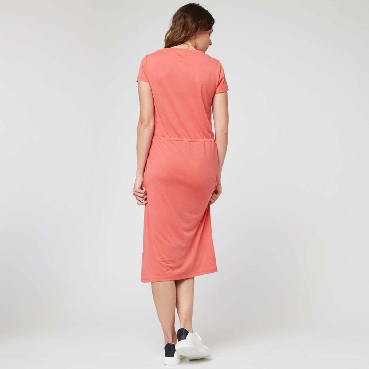 INEXTENSO Robe longue en maille rose corail femme