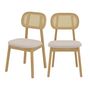 Voir la diapositive 1 : Rendez vous déco Lot de 2 chaises en bois clair, tissu beige et rotin synthétique - Maria