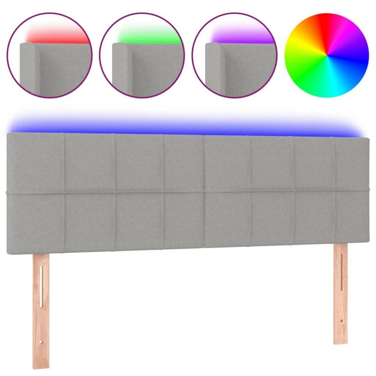 VIDAXL Tete de lit a LED Gris clair 144x5x78/88 cm Tissu