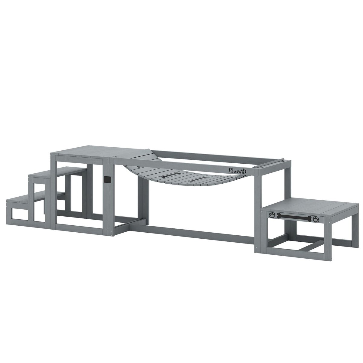 PAWHUT Passerelle agility chiens - Passerelle pour parcours canins d'Agility - bois de sapin gris