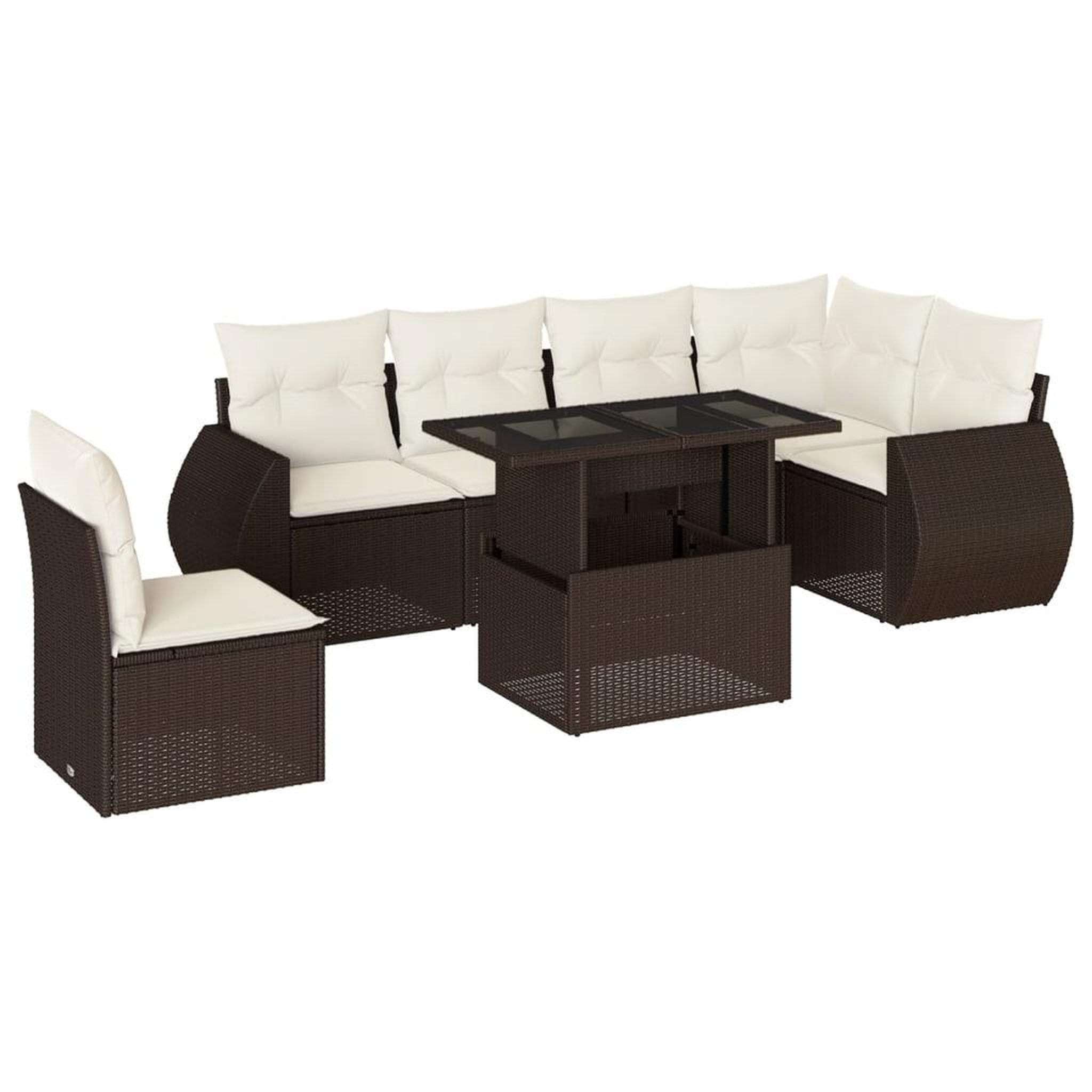 Voir la diapositive 2 : VIDAXL Salon de jardin avec coussins 7 pcs marron resine tressee