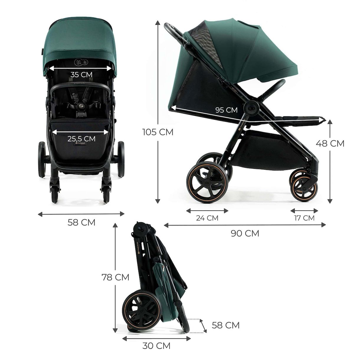 KINDERKRAFT Poussette compacte avec suspension et protection UPF50+ pour bébé