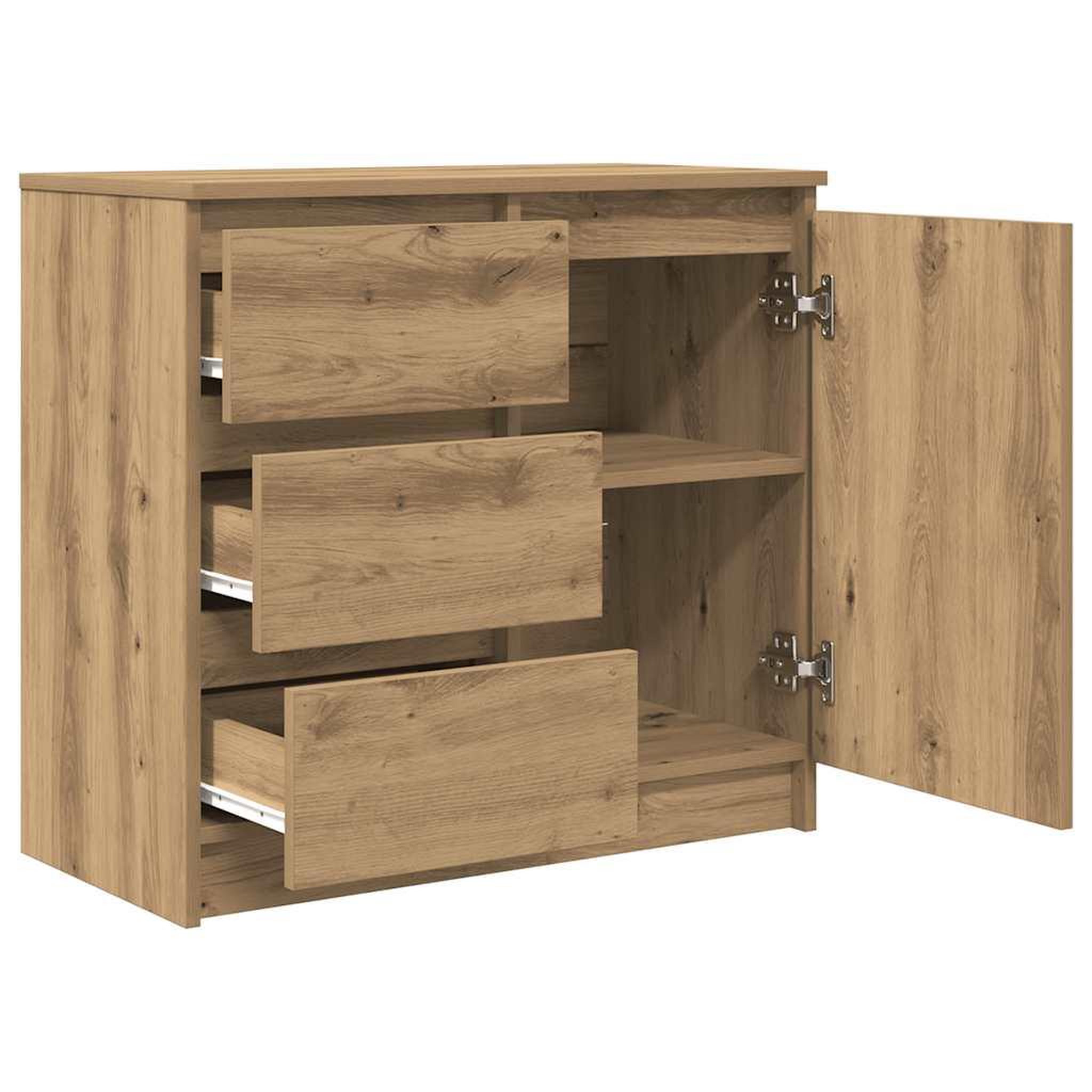 Voir la diapositive 5 : VIDAXL Buffet avec tiroir chene artisanal 71x35x65 cm bois ingenierie