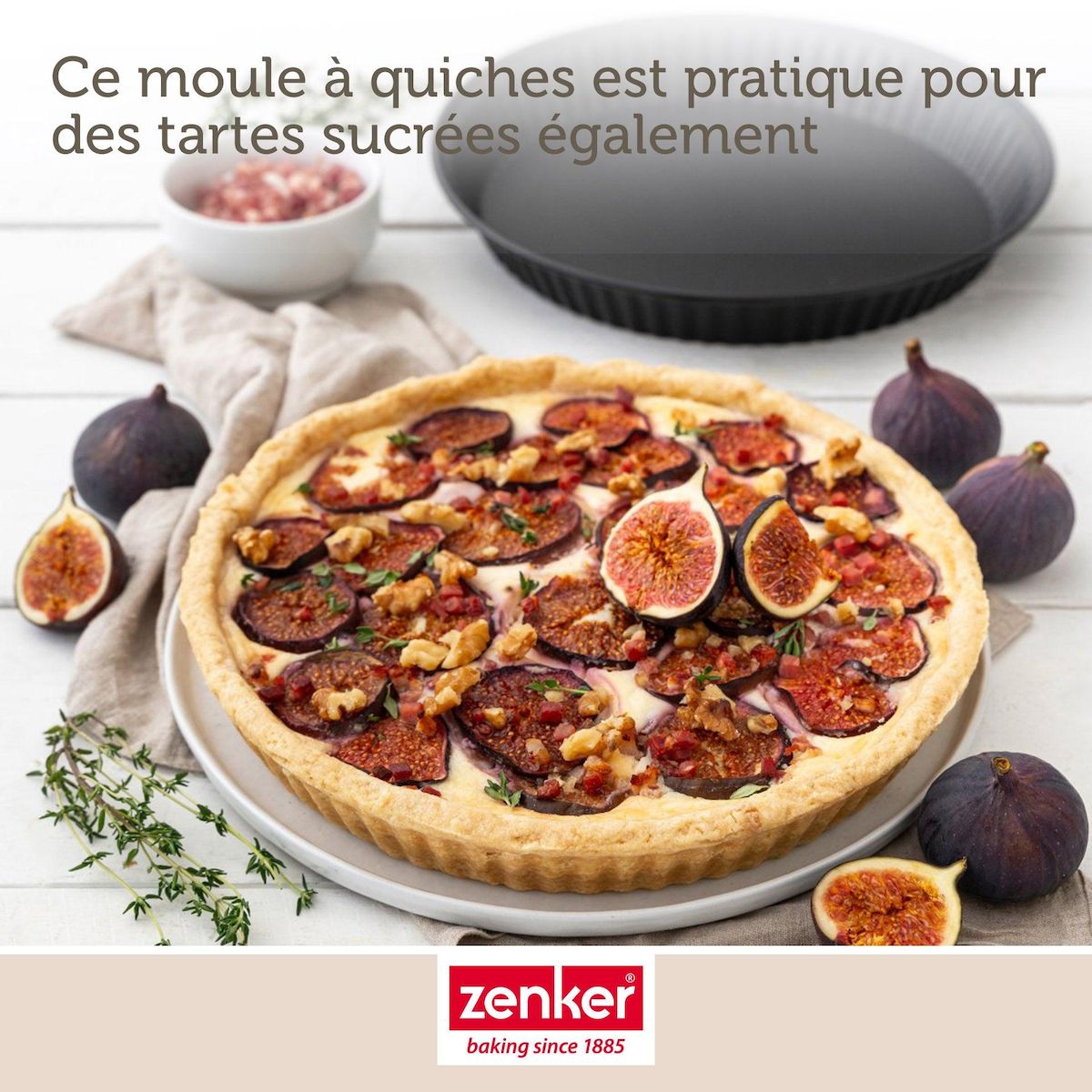 ZENKER Set pâtisserie avec moule à quiche Lorraine 30 cm, 2 bols à mixer et 1 spatule Zenker