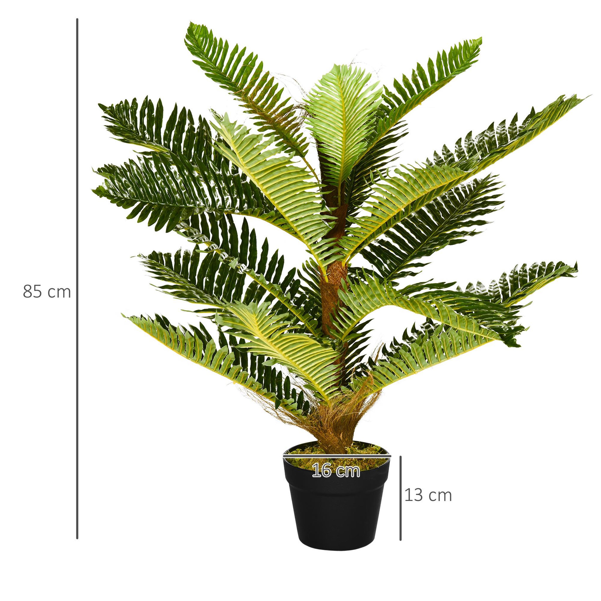 Voir la diapositive 3 : OUTSUNNY Palmier artificiel H.0,85 m arbre artificiel tronc branches lichen feuilles grand réalisme pot inclus