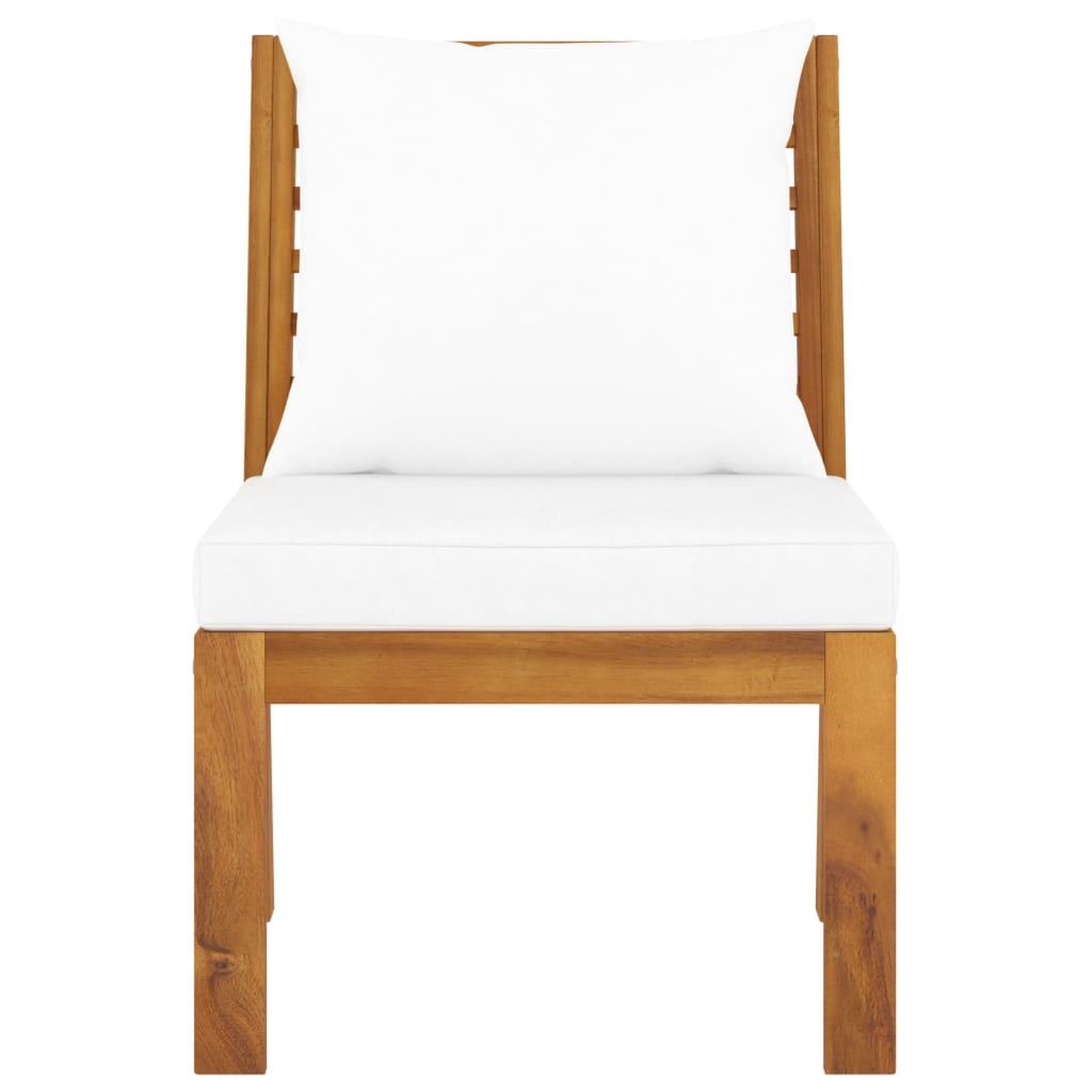 Voir la diapositive 2 : VIDAXL Canape central sectionnel et coussin creme Bois d'acacia massif