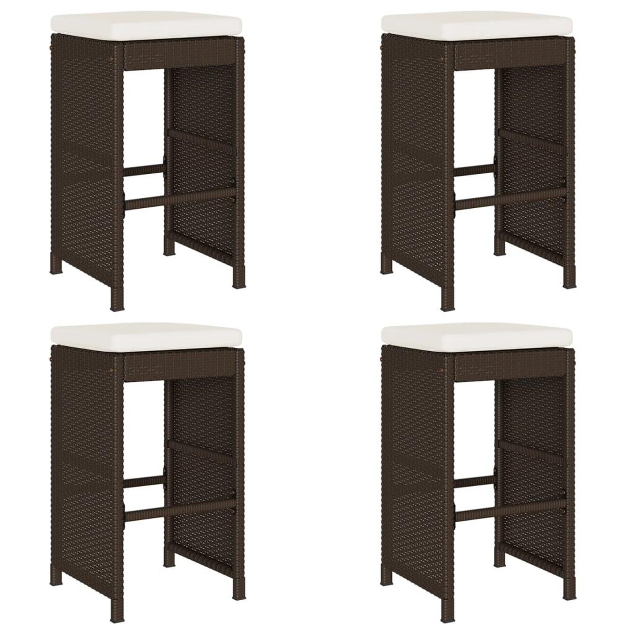 Voir la diapositive 2 : VIDAXL Tabourets de bar jardin coussins lot de 4 marron resine tressee